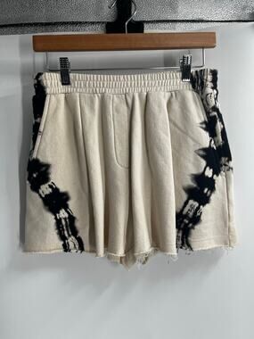 R.G. Kane Cream Black Tie Die Sweat Shorts Women’s Size Small NEW Pockets Lounge
